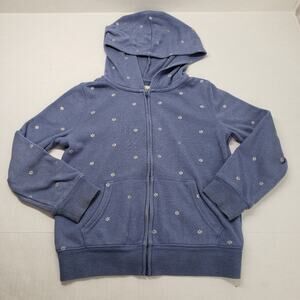 OshKosh B'gosh Full Zip Hoodie Girls 7 Blue Ditzy Floral Preppy Bohemian Jacket